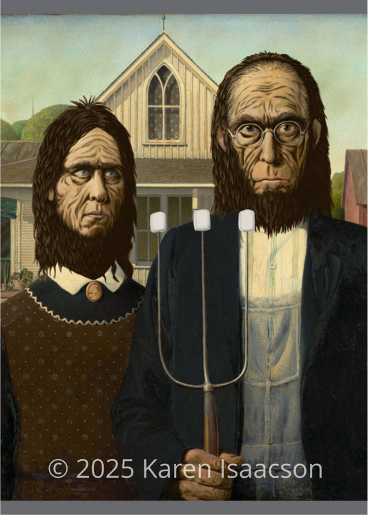 6571 "American Gothic Bigfoot" 5x7 All Occasion Greeting Card
