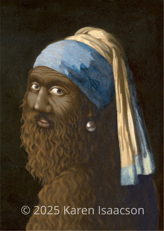 6574 "Bigfoot with Pearl Earring" 5x7 All Occasion Greeting Card